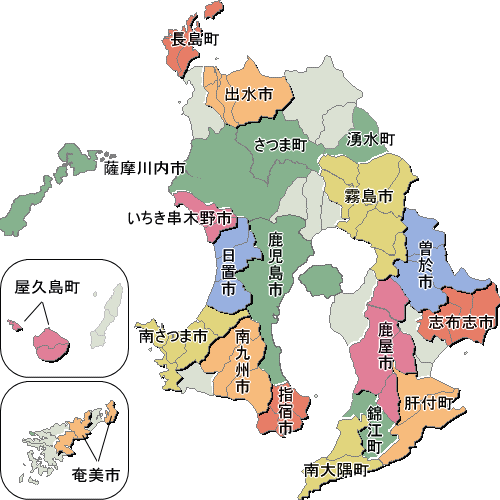 鹿児島県市町村合併地図