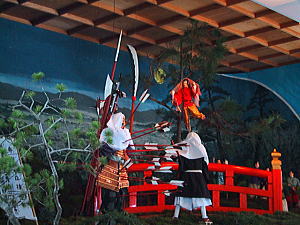 Windup doll by the water wheel in Chiran